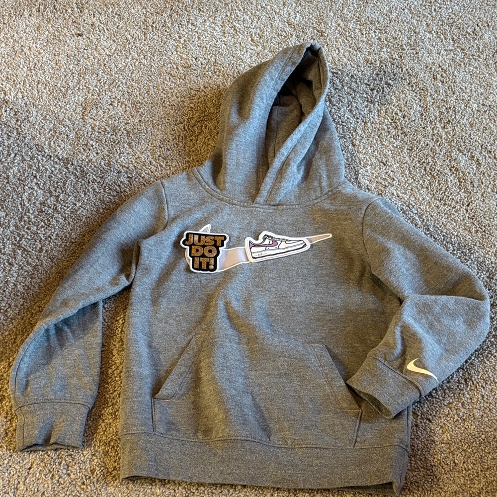 Nike Kids Gray Hoodie with Graphic Design